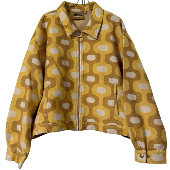 Big Bud Press Jacquard Yellow Printed Ricky Jacket 0XL Cropped Vintage Inspired - Picture 2 of 16